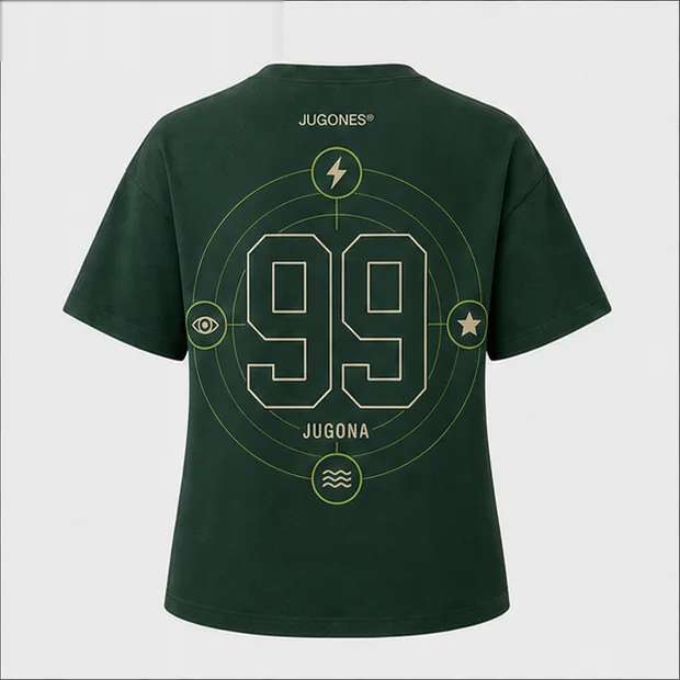 Camiseta Estadísticas, corte jugona, vista trasera